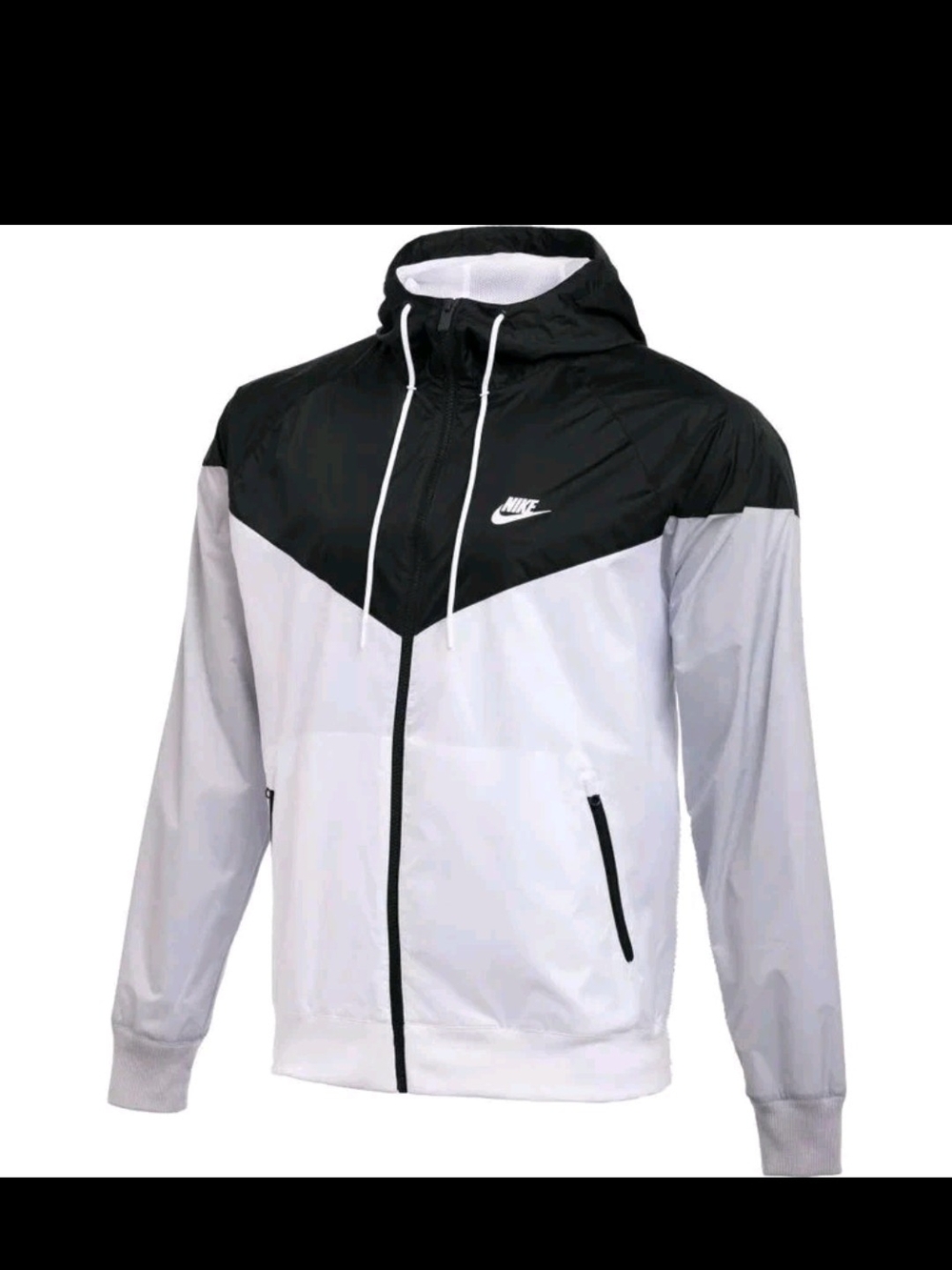 New Nike Womens Black & White Windbreaker Jacket with Hood